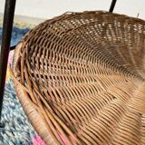 Round wicker coffee table from the 60s
