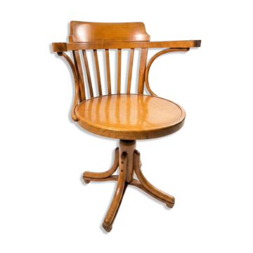 Swivel office chair in curved wood, 1950s