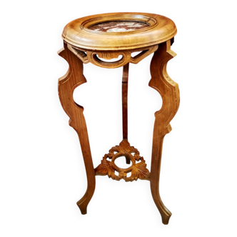 Antique stool in beech and marble