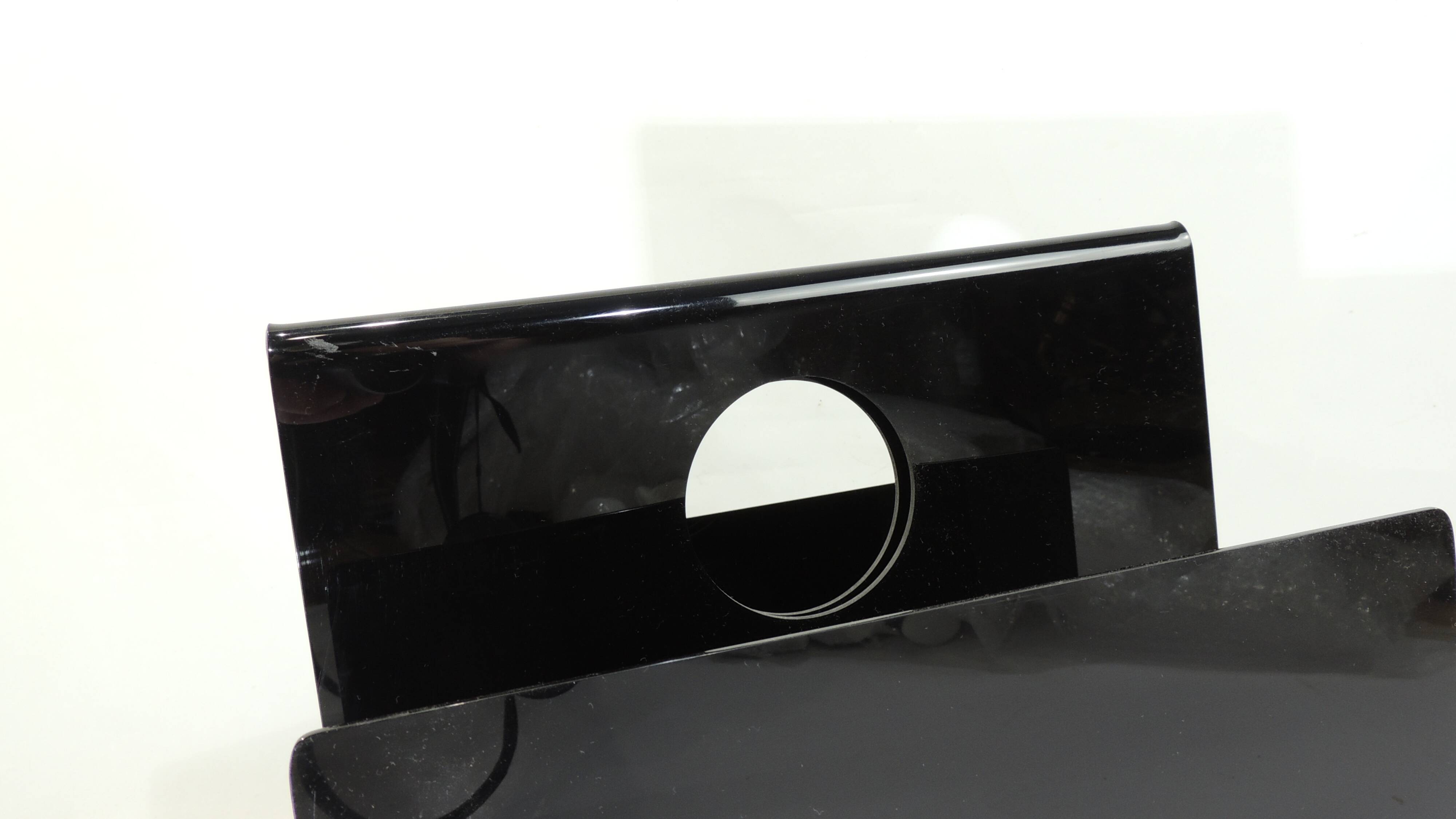 Black plexiglass magazine rack / vintage / 1980s