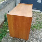 Commode en rotin ancien vintage pieds compas
