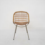 Vintage rattan and metal dining chair