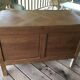 Louis XV style chest of drawers in cherry 3 drawers patinated linen color