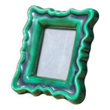 Green ceramic photo frame, vintage ceramic frame, photo frame, interior decoration