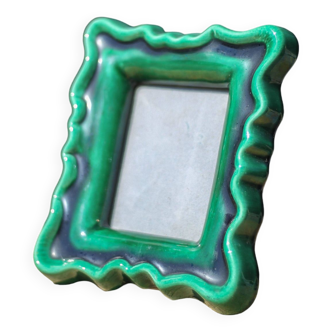 Green ceramic photo frame, vintage ceramic frame, photo frame, interior decoration