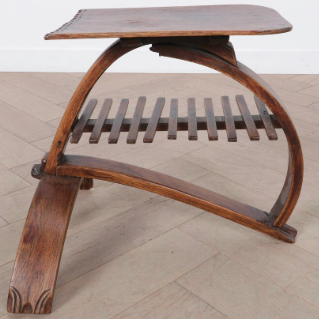 Antique Art Nouveau Jugendstil curved and bent shoe stool, ca 1895