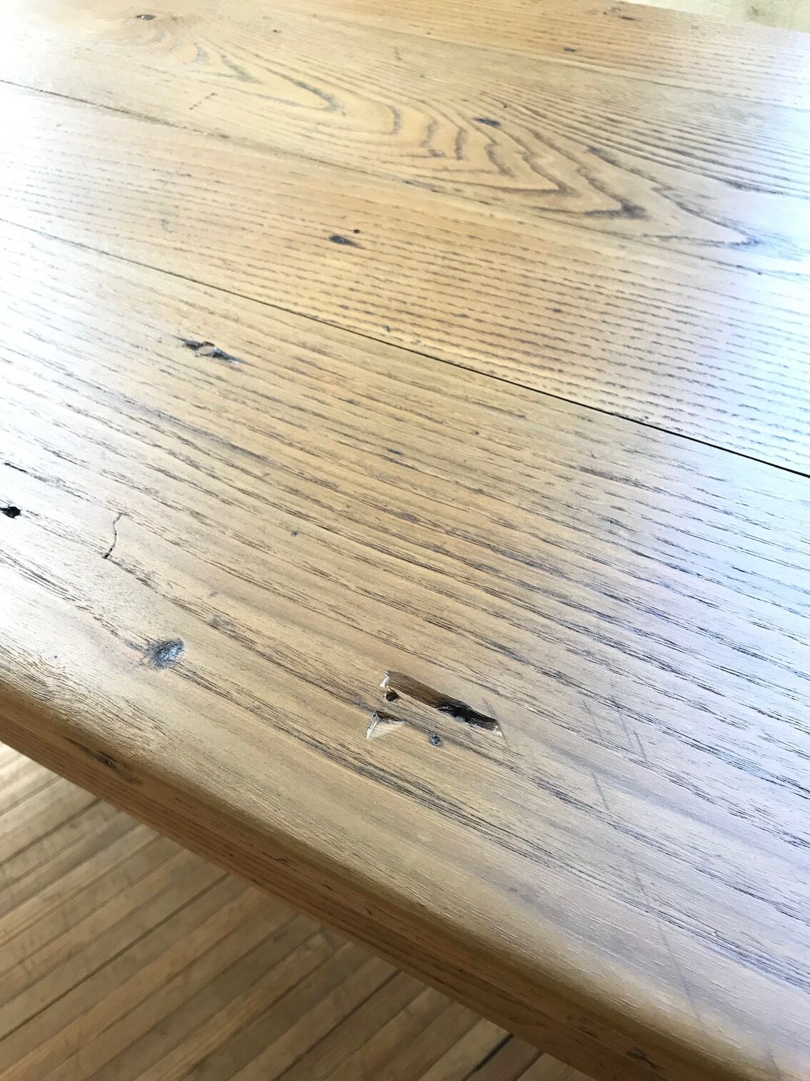 Farm table in raw wood