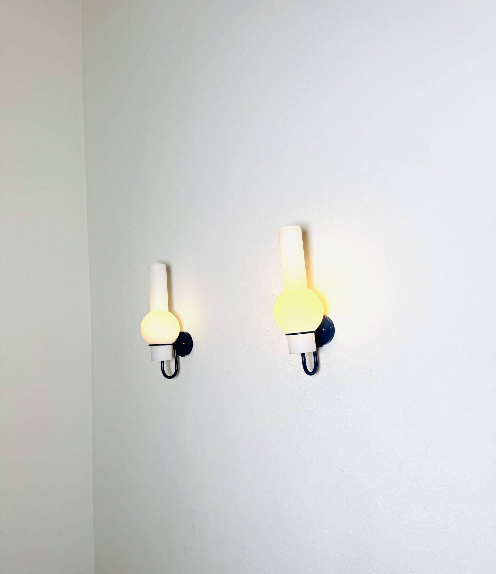 Model C1666 Quinquet Wall Lamps In Opal Glass By Raak Amsterdam, The Netherlands 1960S