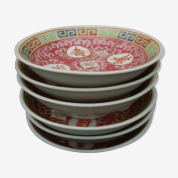 6 petites assiettes en faïence chinoise diam 10,5 cm