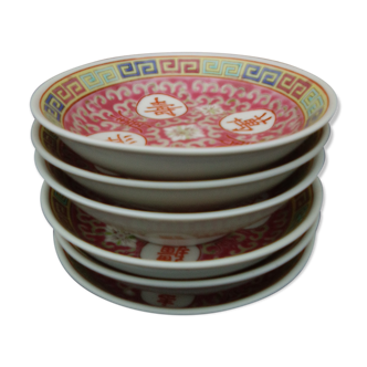 6 small plates in chinese earthenware diam 10.5 cm