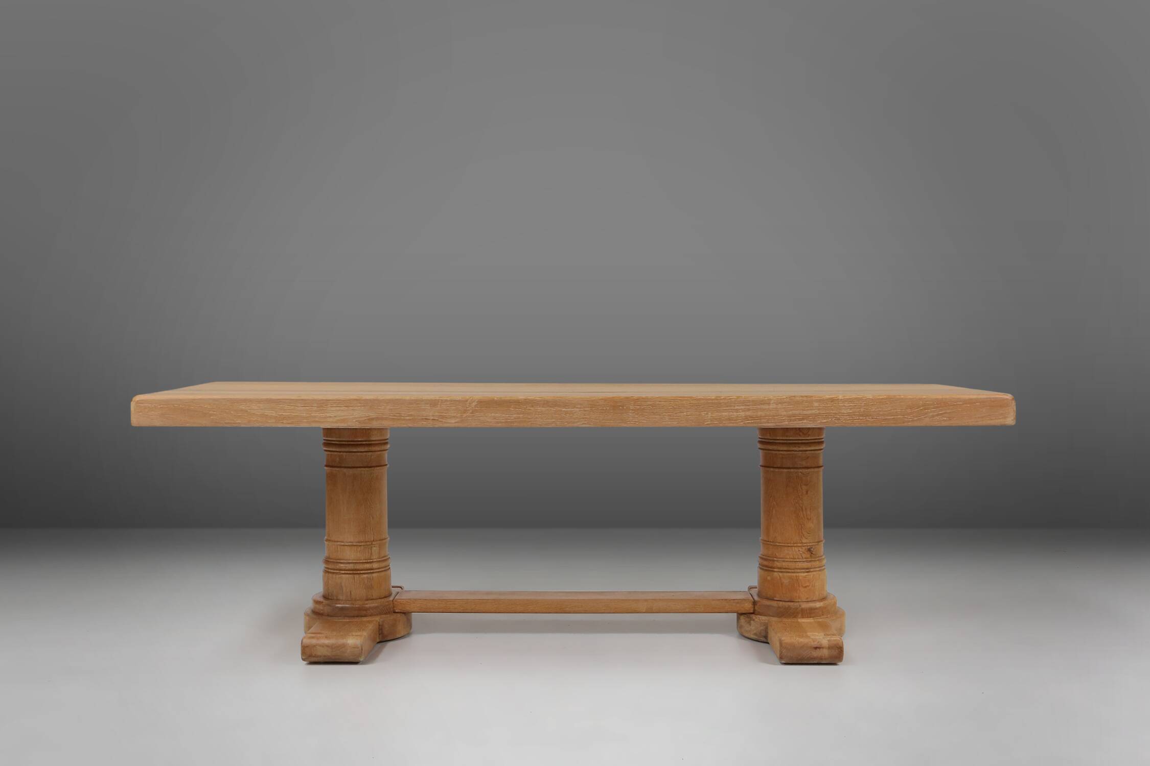 Rustic mid-century French dining table in oak from the 1950s