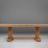 Rustic mid-century French dining table in oak from the 1950s