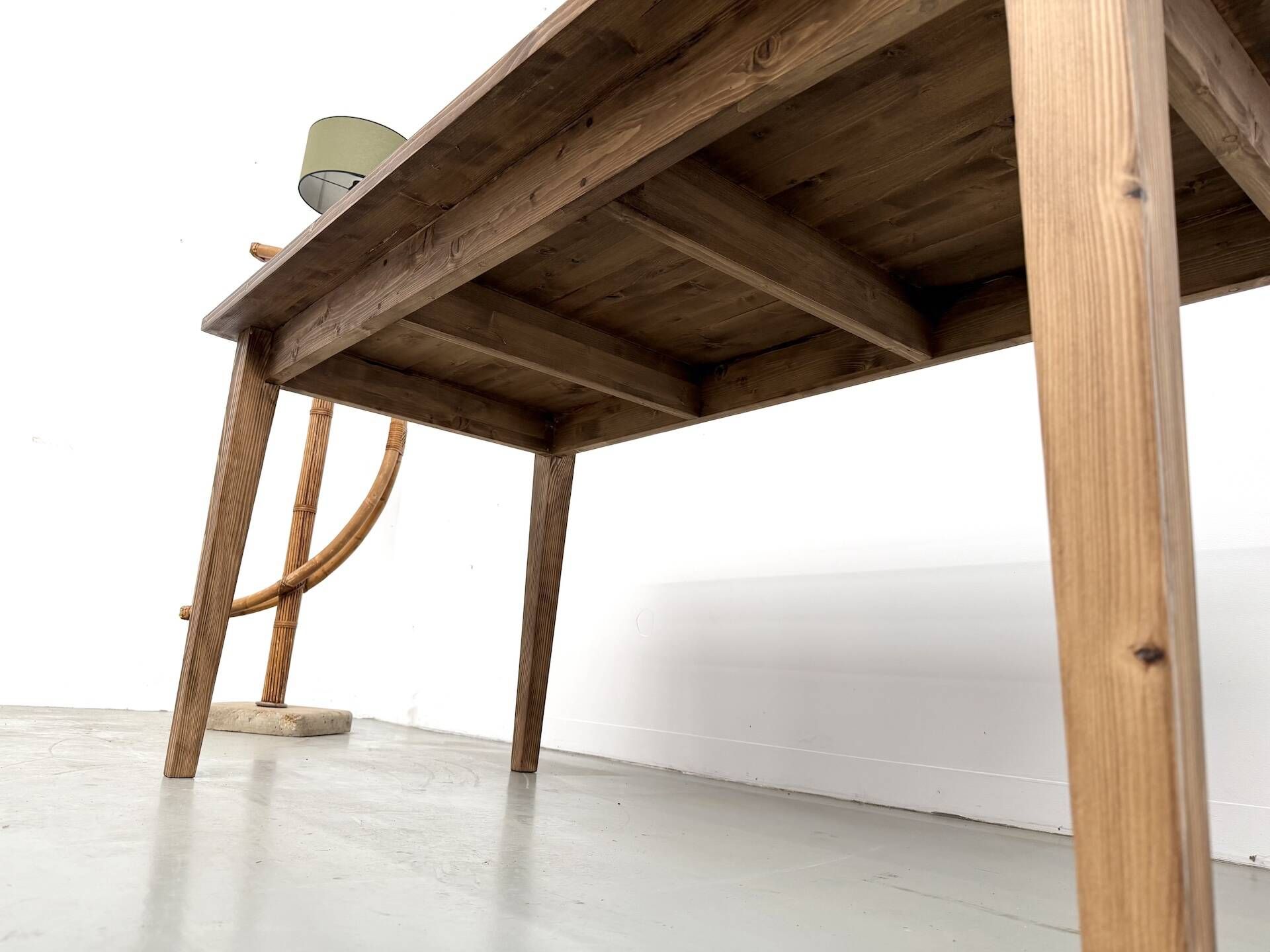 Farm table with tapered legs, L155 cm