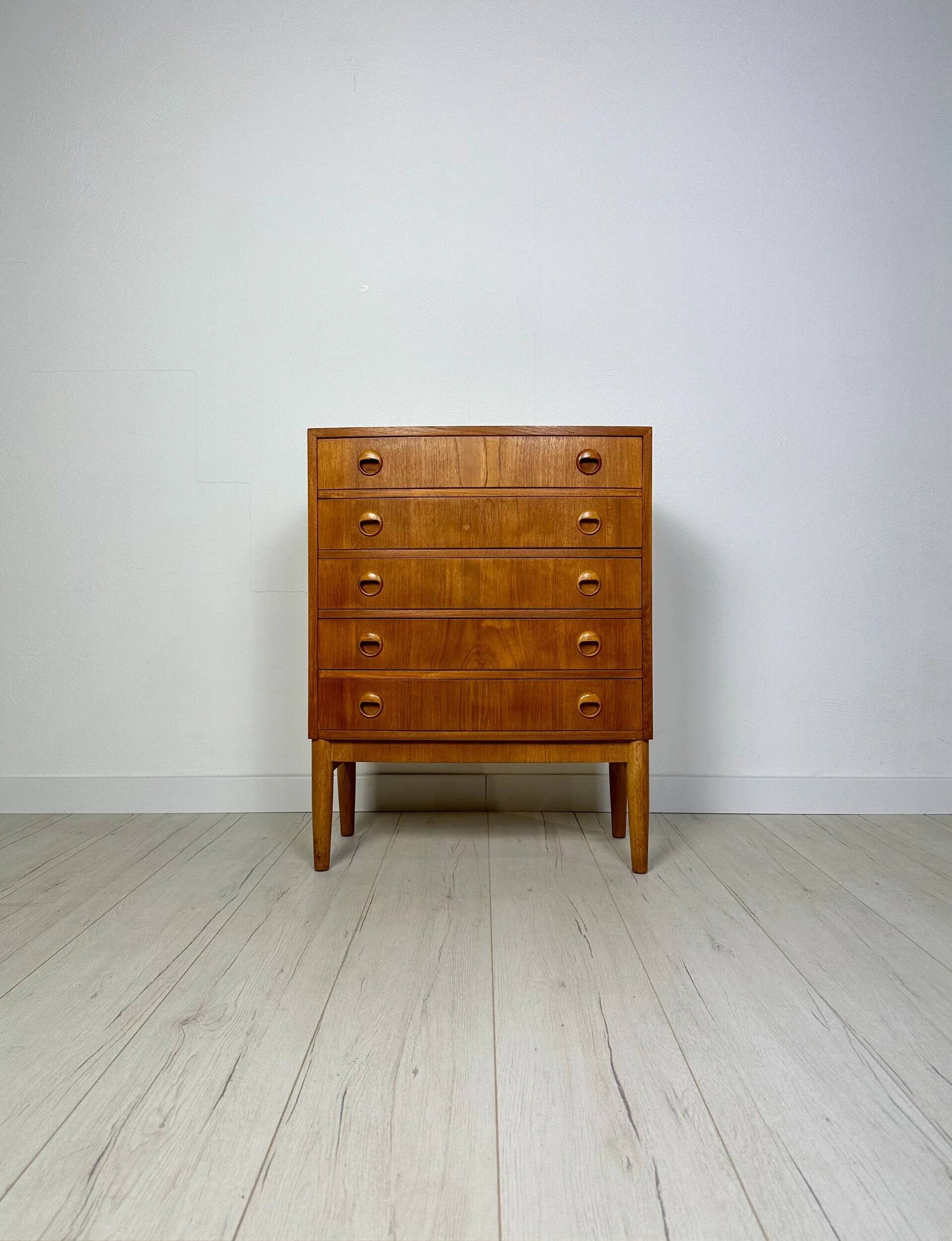 1960s Vintage Kai Kristiansen Teak Bow Front Dresser