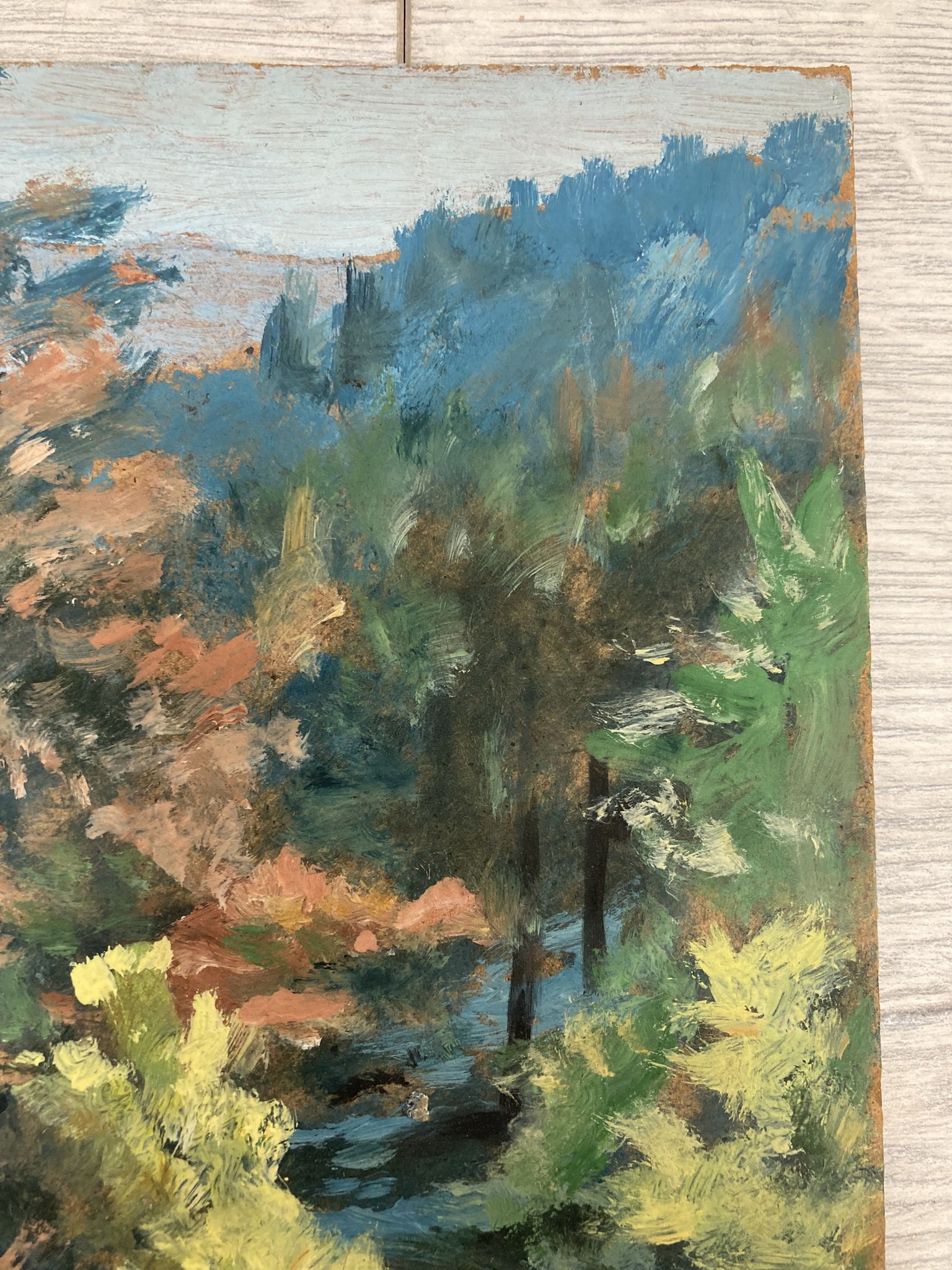 Oil on vintage panel signed