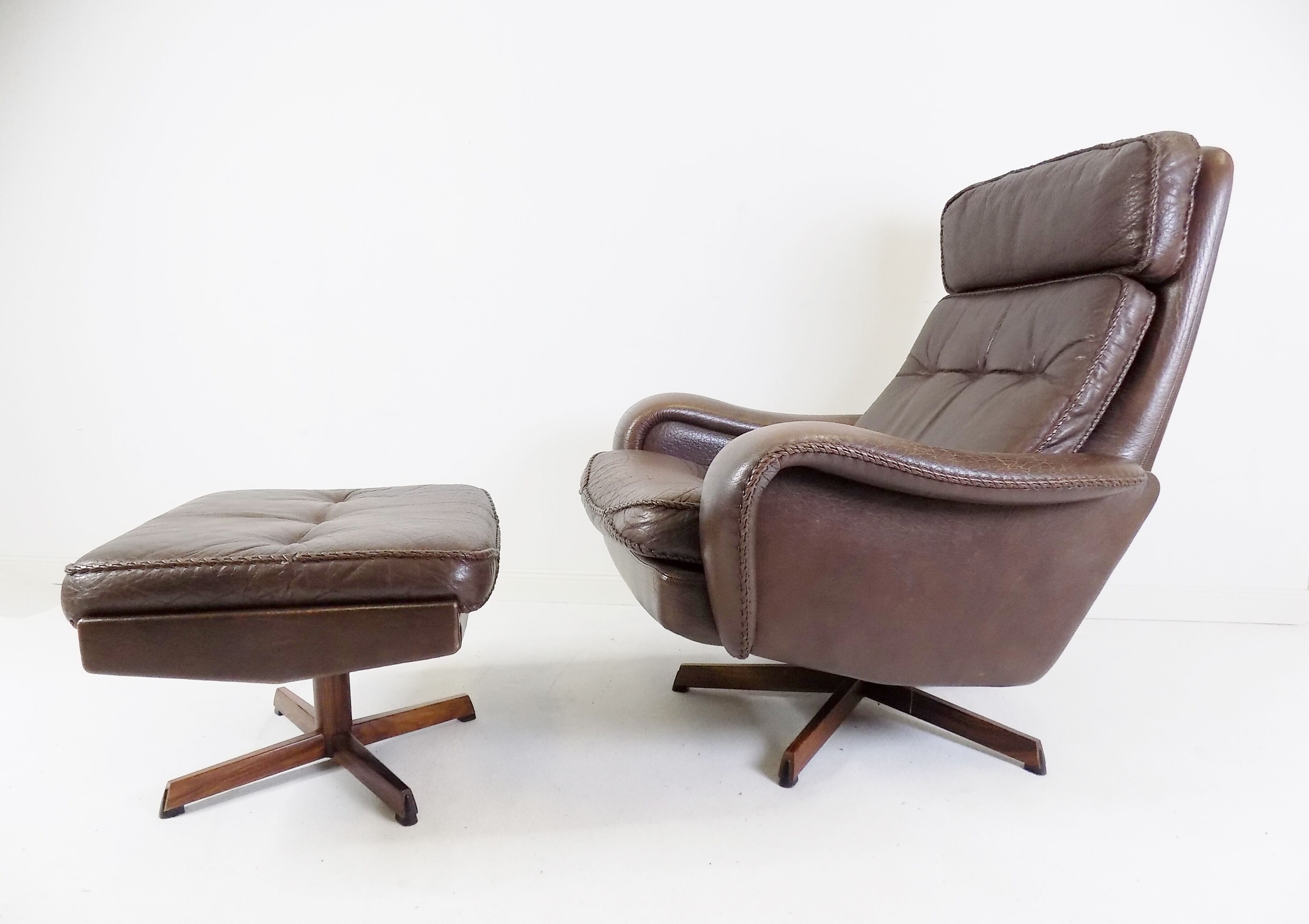 Madsen & Schubell leather armchair with ottoman for Bovenkamp