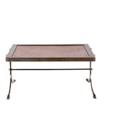 Table basse de style industriel en fer et cuir, années 1970