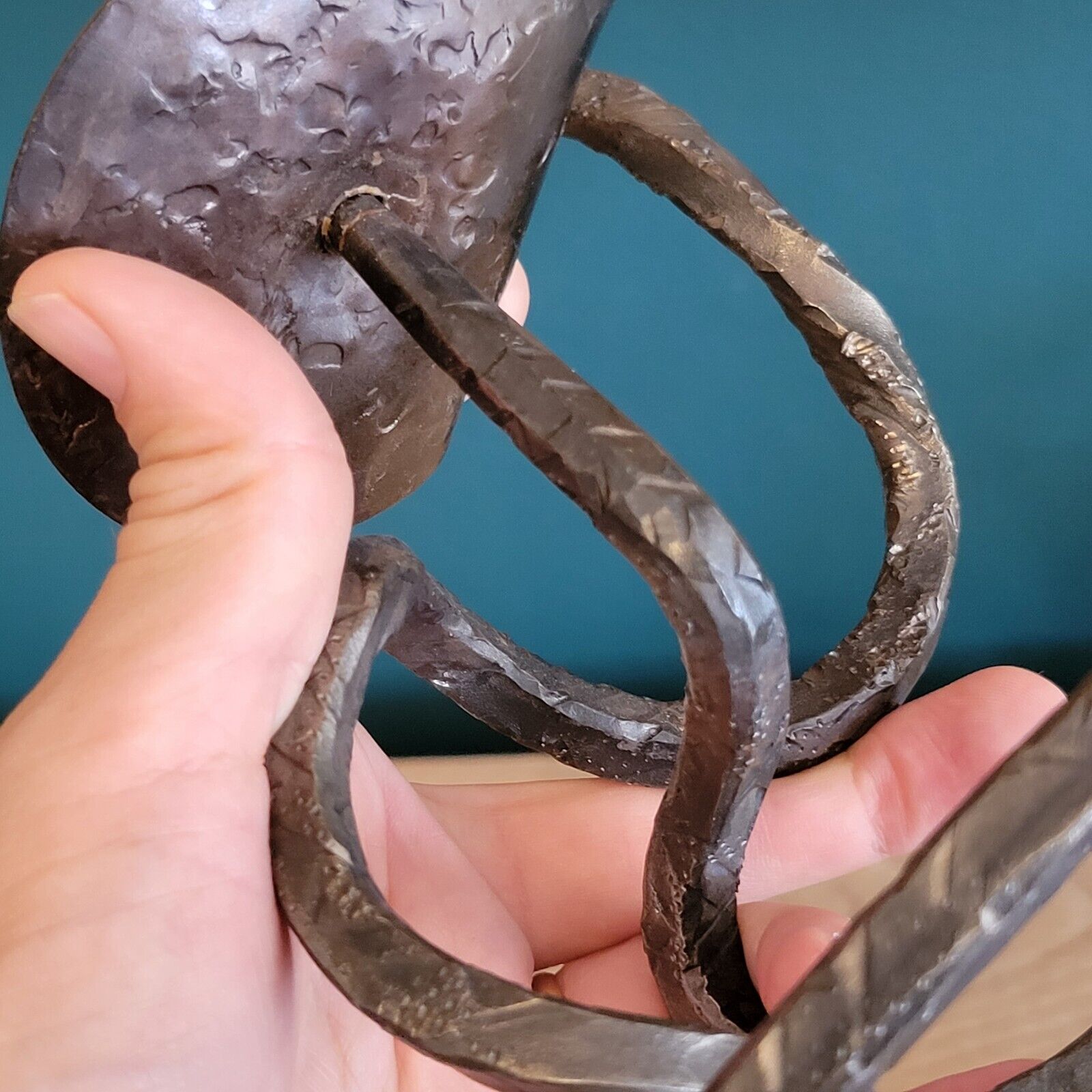 Brutalist wrought iron candle holder brutal art