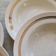 6 vintage ivory earthenware deep plates with double gold trim
