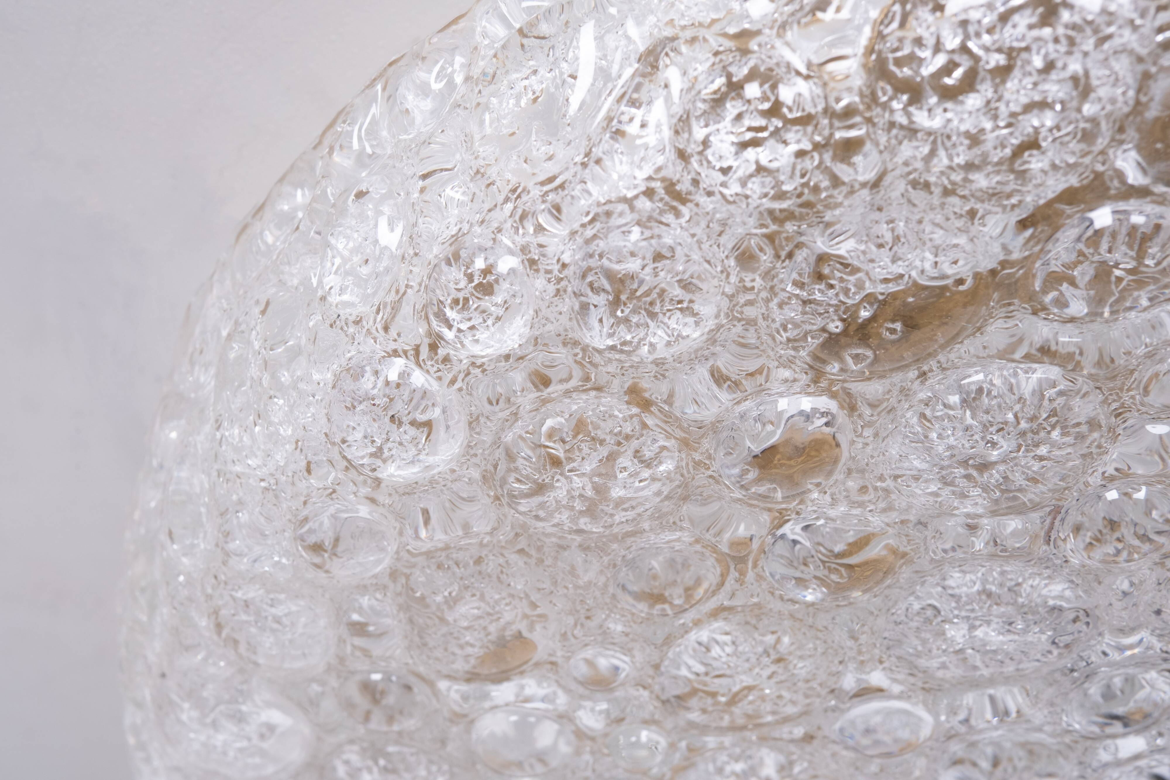 Plafonnier en verre à bulles Hillebrand Murano des années 1970, Allemagne