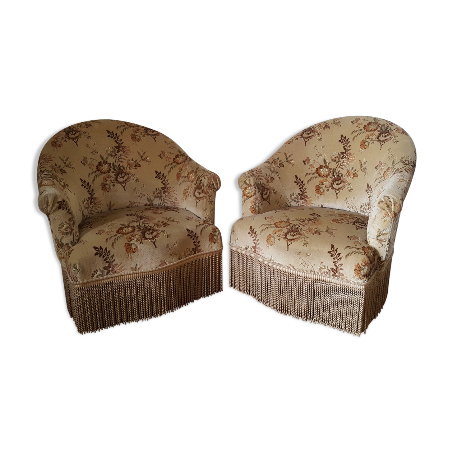 Pair of tapestry pattern Toad chairs