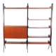 Vintage teak shelving system in 60s-70s style, retro style.