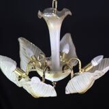 Exceptional Vintage 6-Light Gold Murano Glass Chandelier