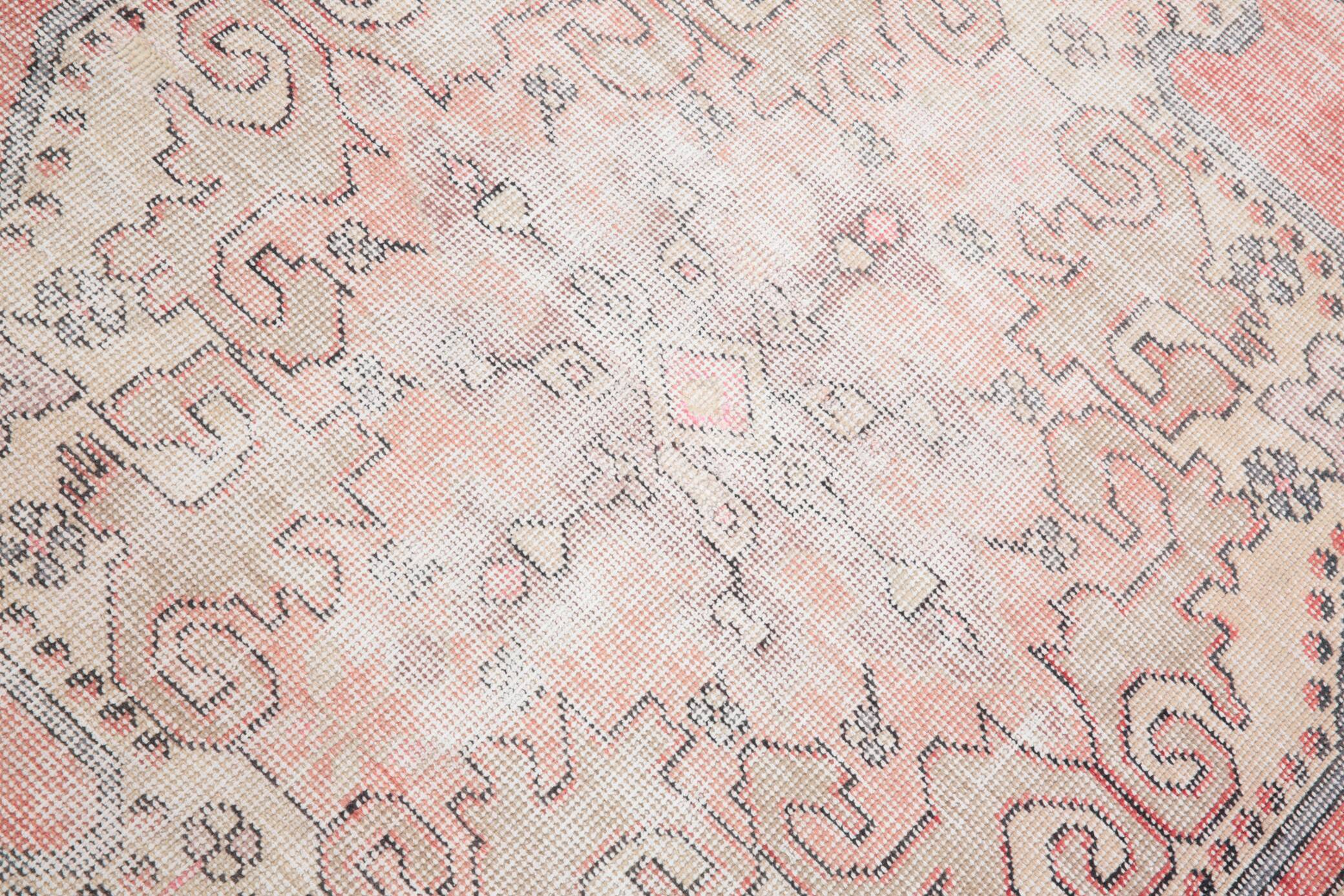 4x7 Pale Red & Beige Rustic Vintage Rug, 129x217Cm