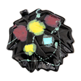 Pocket cup black ceramic sheet and abstract colored patterns fifties sixties