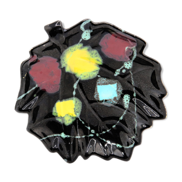 Pocket cup black ceramic sheet and abstract colored patterns fifties sixties