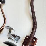 Set of 3 vintage patinated metal coat hooks