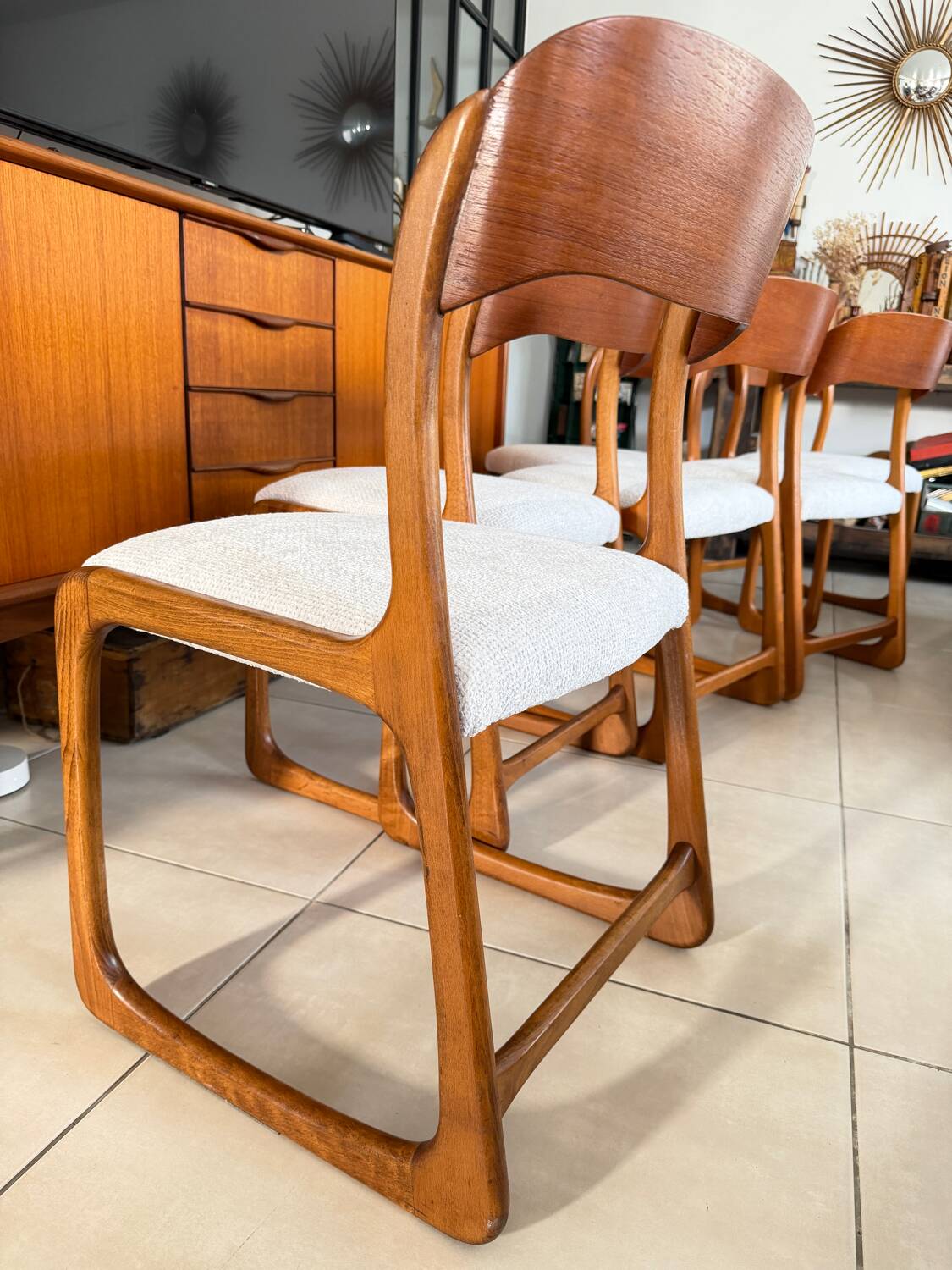 Set of 6 vintage Baumann sled chairs