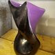 Free-form vase in iridescent black and mauve ceramic, Germany 1960
