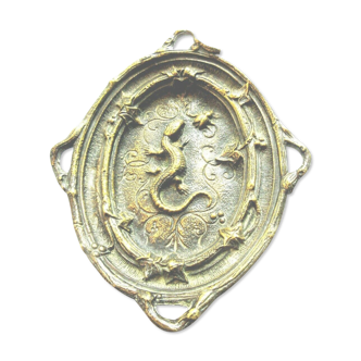 Ancien Vide-poche bronze Napoléon III, sculpté Lézard et Doryphore, tour lierre
