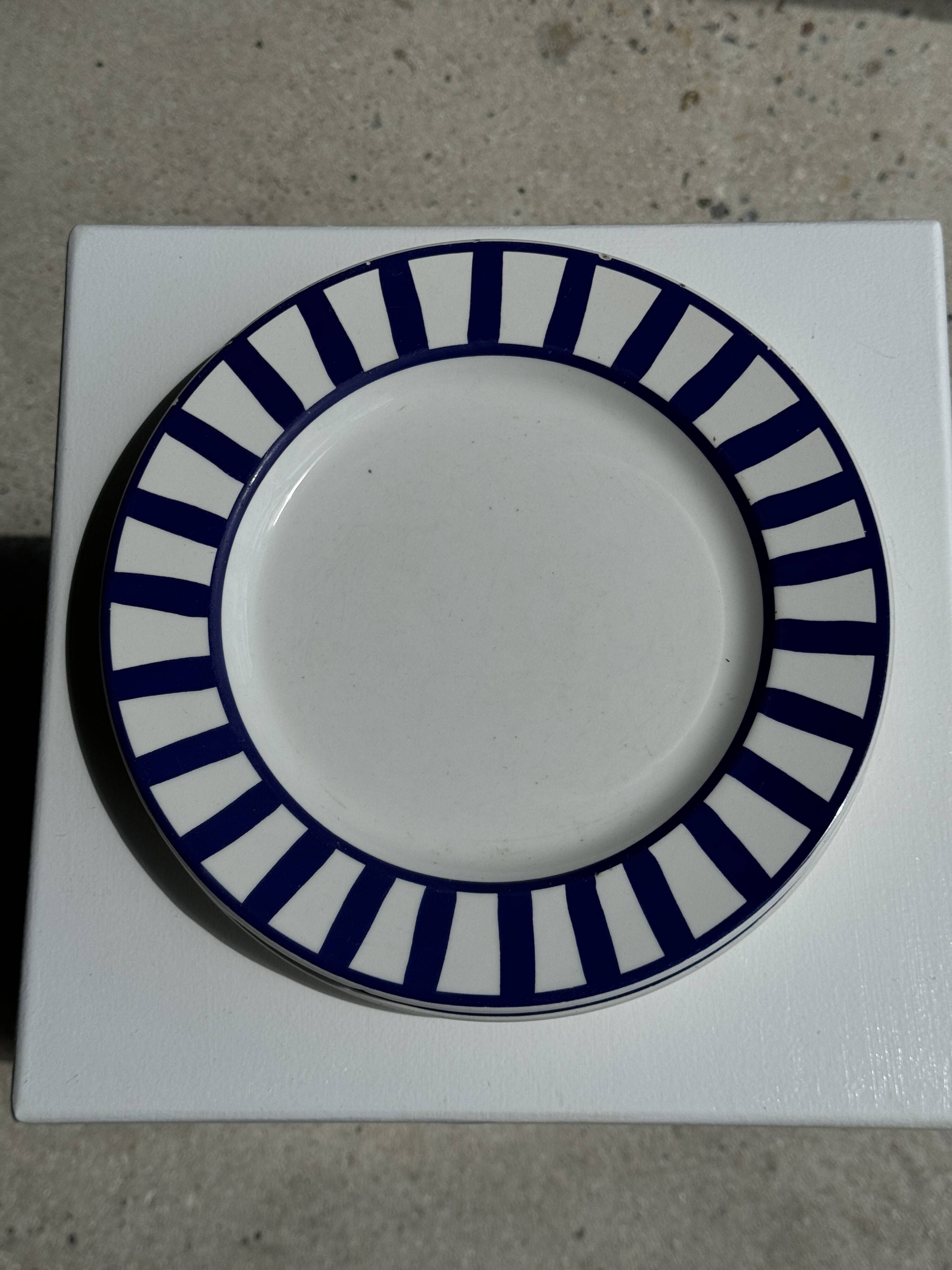 Set of 2 blue striped plates Ceramica Quadrifoglio Italy