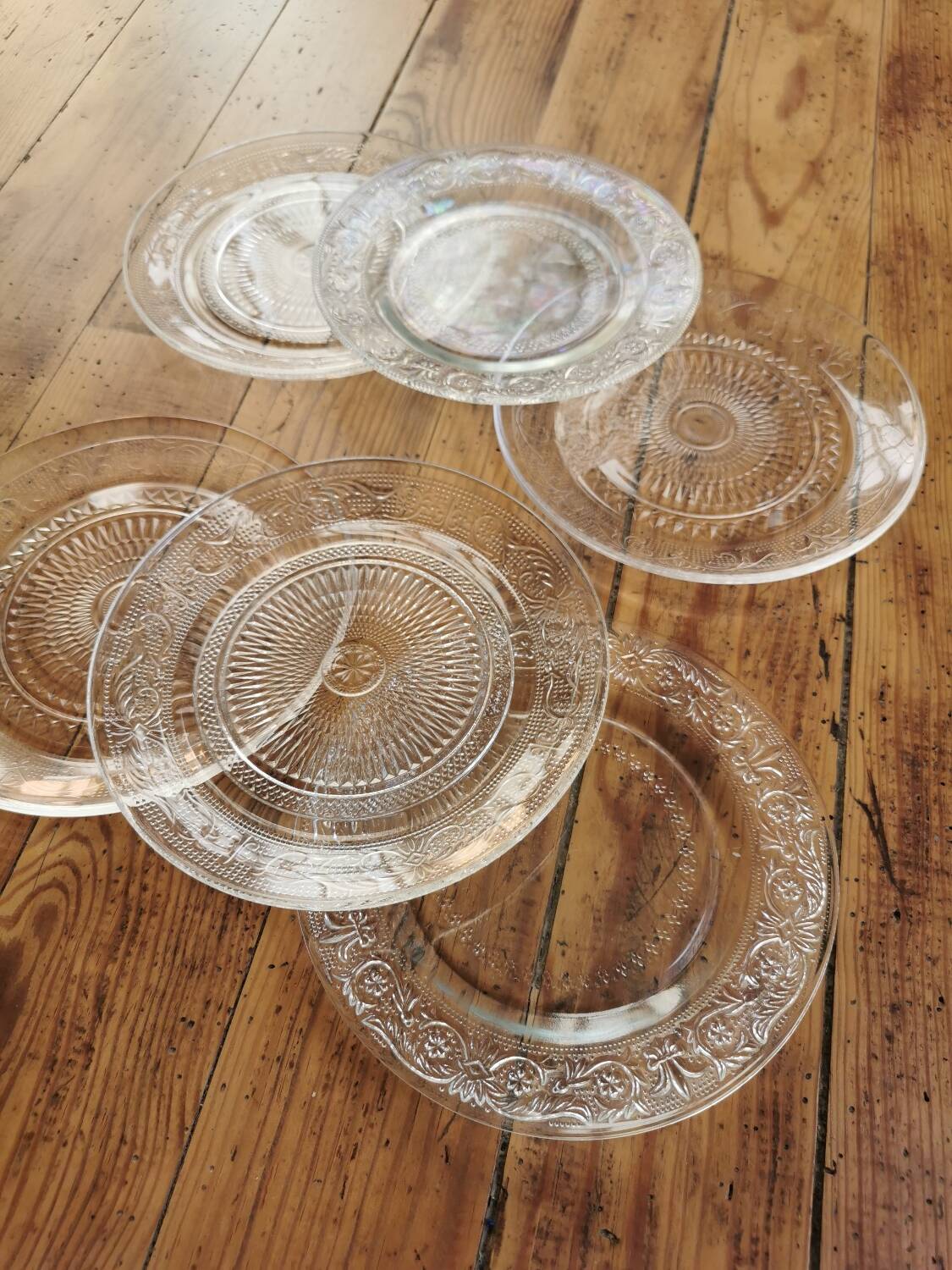 Vintage Mismatched Glass Dessert Plates