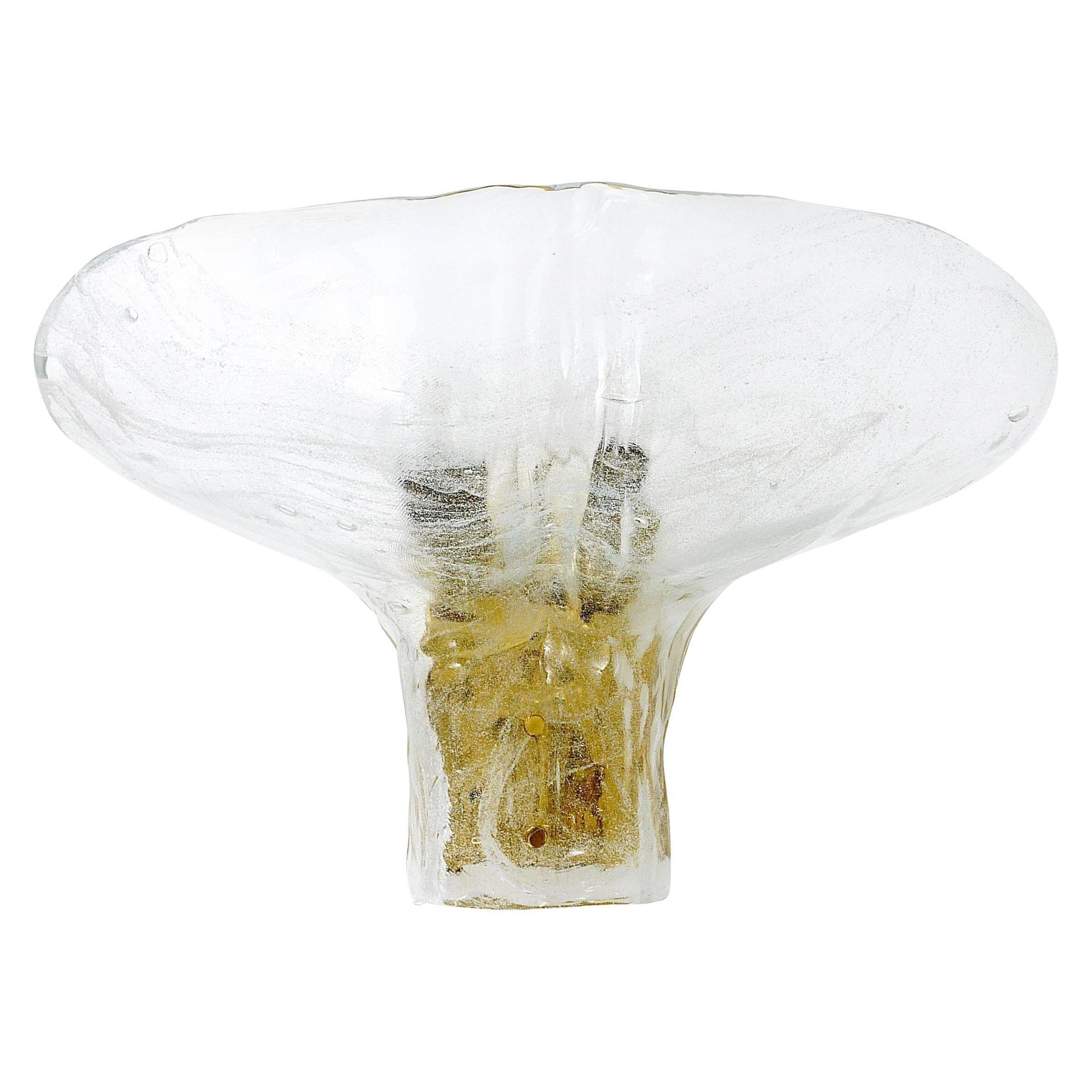 J.T. Kalmar enormous petal wall light in brass and blown glass, mid-century, Austria, 1970s