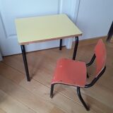 Small vintage school table and its little chair