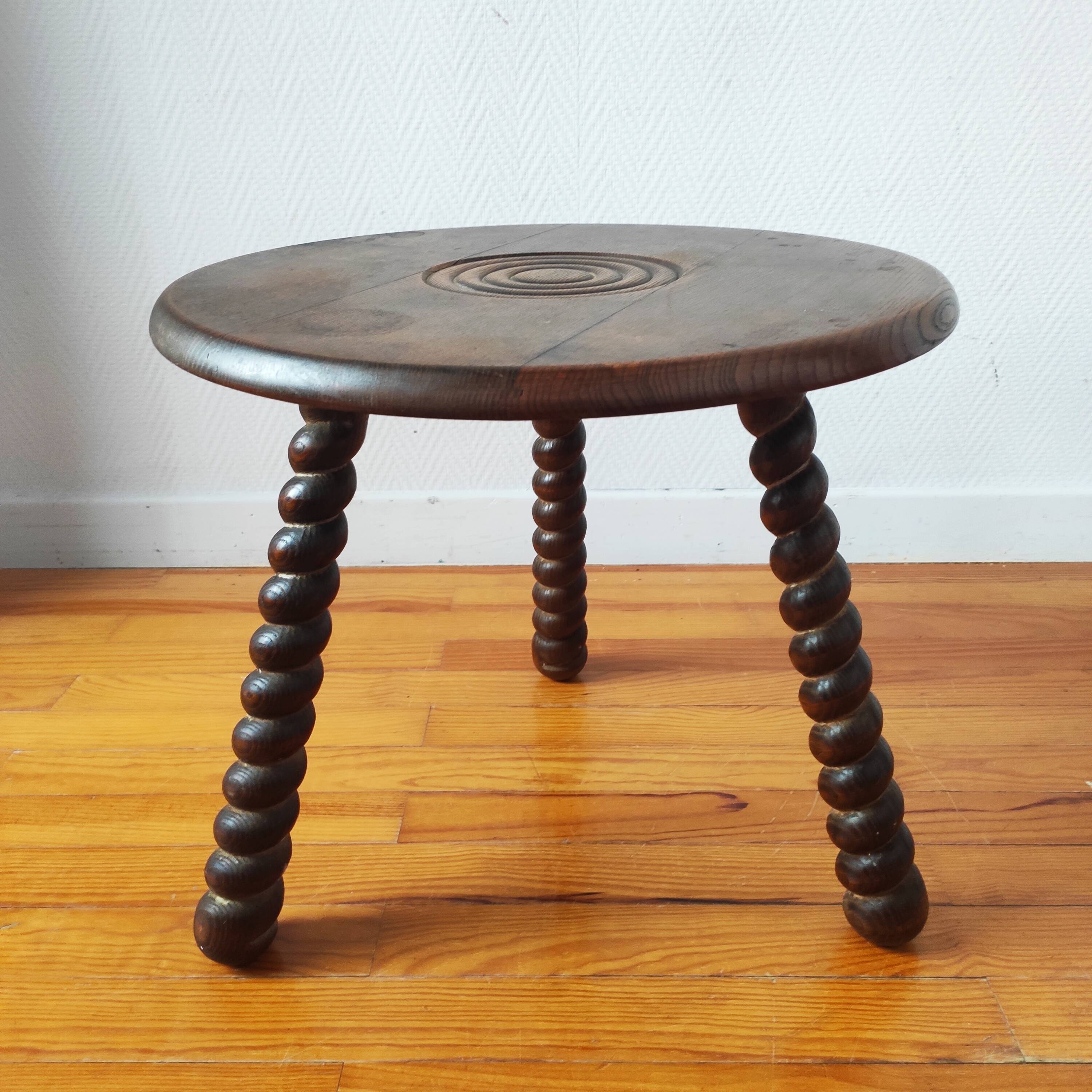 Brutalist tripod coffee table 1950