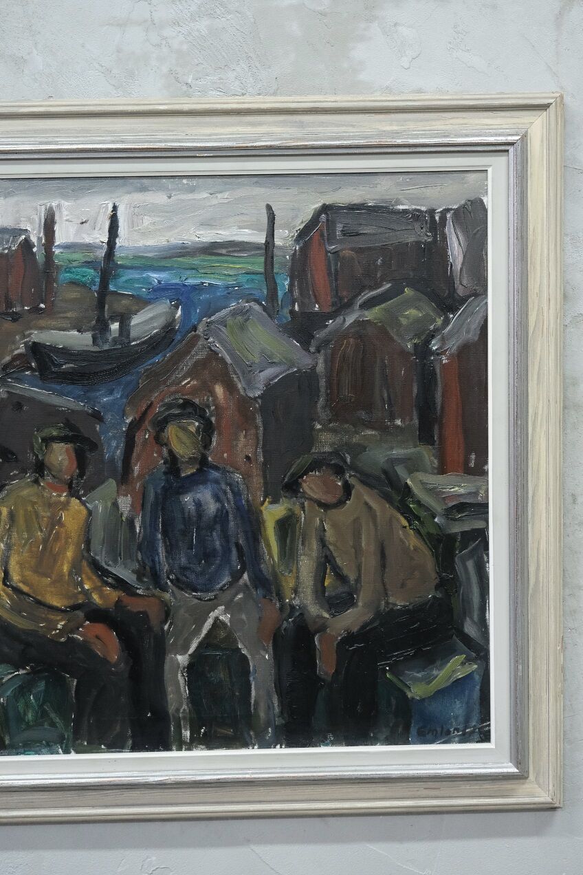 Einar Emland, Scandinavian modern painting, 1960s, Oil on Canvas, Framed