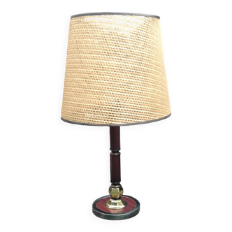 Desk lamp with wicker shade, 1970
