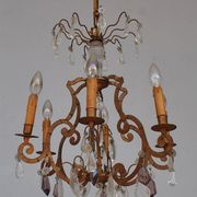 Lustre pampilles doré époque fin XIXème 6 feux