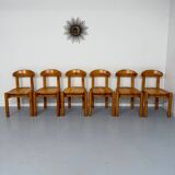 Set of 6 solid pine chairs, Scandinavian design, Reiner Daumiller