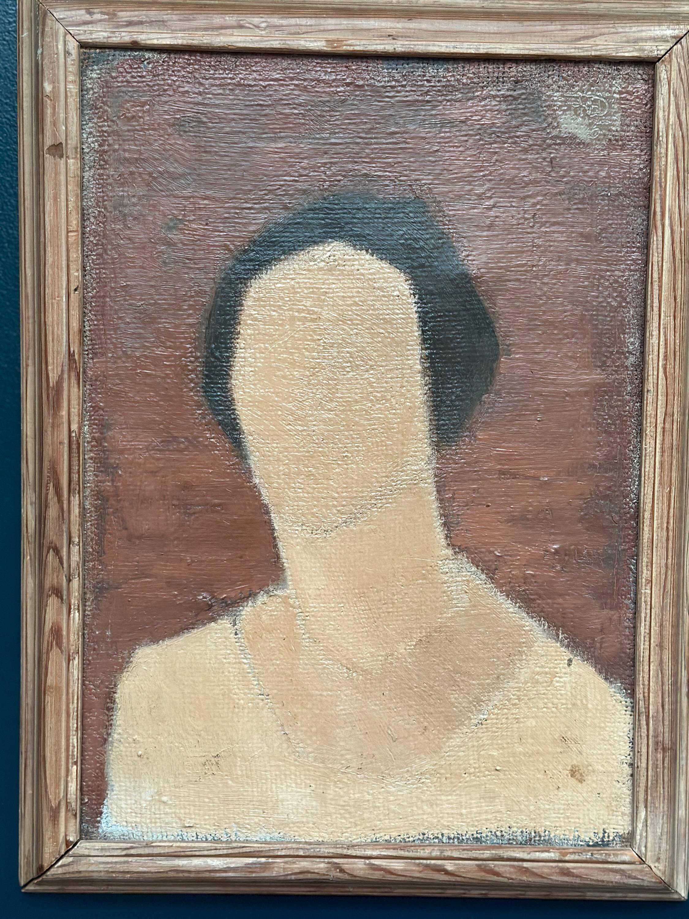 Original Swedish Oil On Canvas – “Portrait” By Fred – Dated 51
