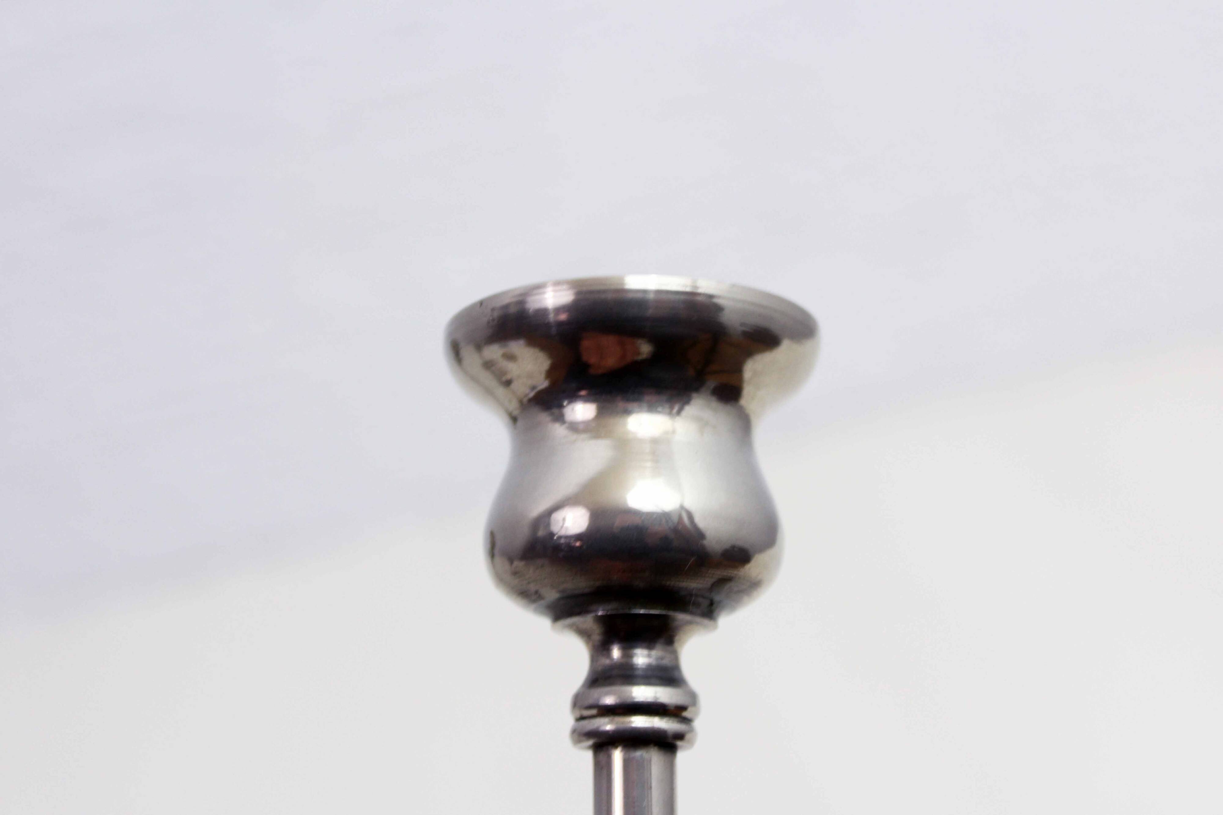 Set of 3 silver metal candle holders