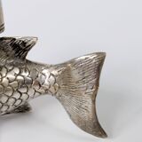 Vintage silver plated koi fish candle holder
