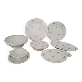 Ensemble plats ronds ovale saladier assiette pied douche raviers porcelaine limoges