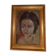 Portrait of young woman table XX century