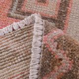 3x10 Salmon & Brown Ikat Pattern Vintage Runner Rug, 82x312Cm
