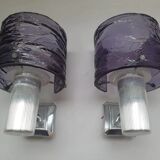Paire d'appliques murales violet années 70